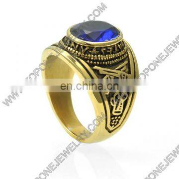 Army stainless steel military mens blue sapphire ring 2017