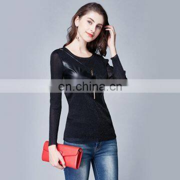 2017Slim long sleeve t shirt female perspective fashion t-shirt for women