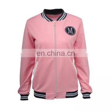 Guangzhou Factory Clothes Zip Up Pink Color Women Sweatshirt