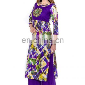 Indian Traditional Party Wear Embroidered 100% Viscose Woman Kurtis Exporter photo-4