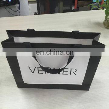 Hot sale full color printing artpaper bag ribbon handle