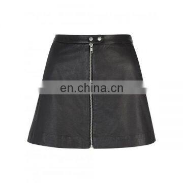 women fashion contrast short leather skirts,professional leather skirt manufacturer