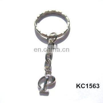 Personalized wholesale silver plating Initial Letter P alphabet key chain