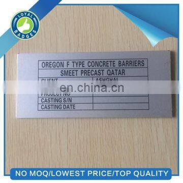 cheap custom etching logo metal label plate for machine