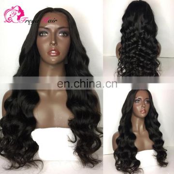 Wholesale price indian long hair wig body wave cheap silk base lace front wig for black women