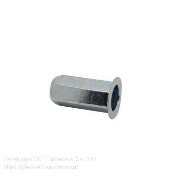 Steel m6 flat head Full Hex blind rivet nut