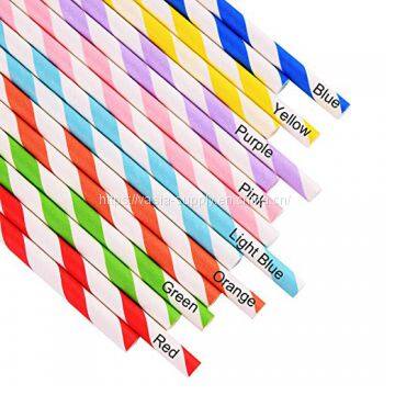 Paper Drinking Straws Rainbow Colorful Pattern Paper Straws Decorations