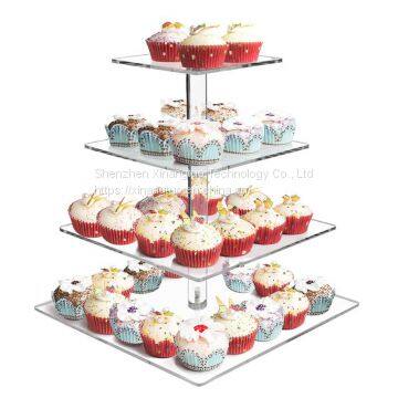 High Quality Custom Clear Happy Birthday Decoration Acrylic Wedding Cake Stand photo-5