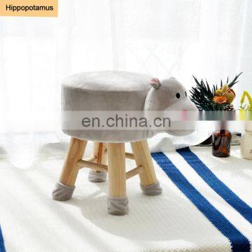 Custom Wooden Stool for Kids Funny Cute Carton Animal Shape Footstool Ottoman photo-2
