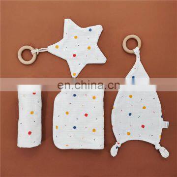 Colorful Dot Print Organic Muslin Baby Gift Set Newborn Set Infant