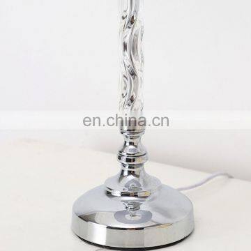 European Design Bedroom Decoration White Barrel Lampshade Silver Metal Table Lamp for Salon photo-5