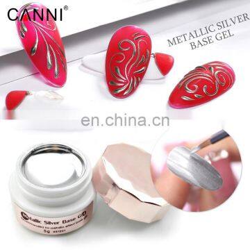 OEM/ODM CANNI 5ml Metallic Silver Base Coat Platinum Super Shinny Nail Polish Semi-Permanent UV LED Gel Varnish