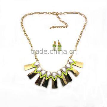 2015 New Exquisite Statement Necklace And Earring Set Acrylic Stone Fashion Jewelry Set