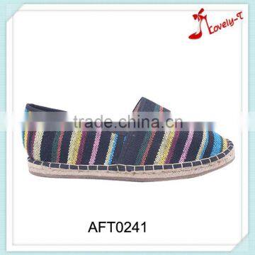 Weave upper casual style woman fashion canvas flat shoes