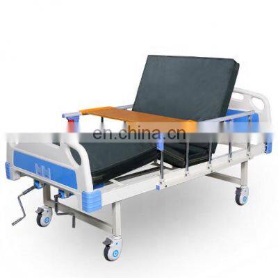 Factory ABS Manual 2 Function Double Crank Nursing Hospital Bed with IV Pole