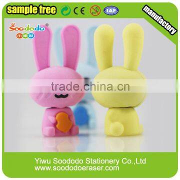 Mini TPR Cute Rabbit Shape 3D Eraser For Kids