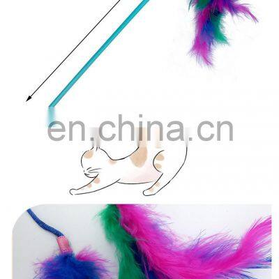 Favourable Price New Arrival Pet Toy Interactive Plastic Pole Pet Pink Feather Cat Teaser photo-4