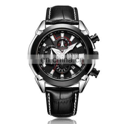 Hot Sale Designer Men Calendar Analog Quartz Fashionable Luxury Leather Strap 2065 Watch Megir