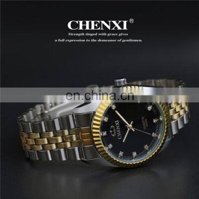 CHENXI 004A Crystal Diamond Couples Watch Stainless Steel Casual Dress Watches For Men Women Couple