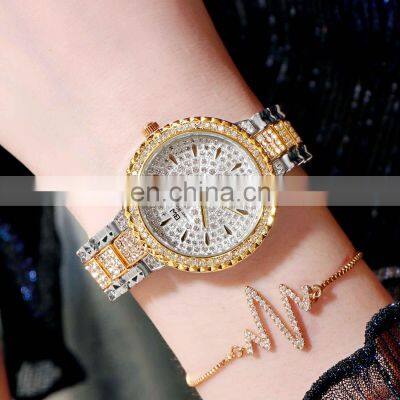 BW 66118 Ladies Quartz Wristwatch Gold Fashion Bling Bling Iced Watch Women Luxury Watches