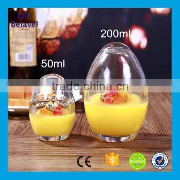 Wholesale 50ml 200ml egg shell glass pudding jar glass pudding bottle