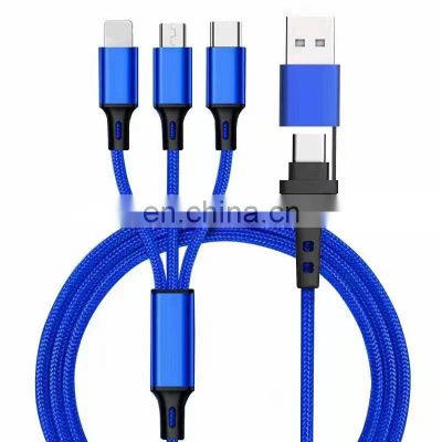 Wholesale 4 in 1 Multifunction charging cable Multiple Micro phone cable type-c USB Charging Data Cable for iphone