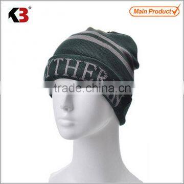 2016 High Quality 100 acrylic knit plain beanie with 3d letter