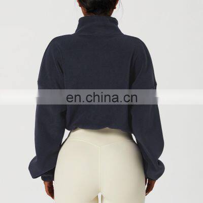 Winter Outdoor Adjustable Polar Fleece Jackets Custom Women Full Zipper Sherpa Coats photo-3