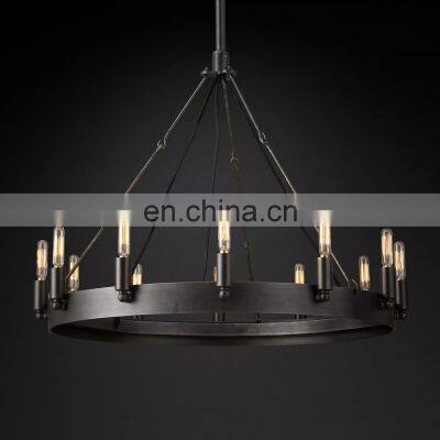 Modern Luxury American Retro Room Hotel Decoration Round Chandelier Lighting Camino Retro Filament Glass Lampshade Chandelier photo-3