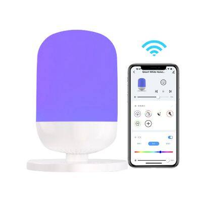 Portable mini white noise machine for baby use with night light, Rechargeable App&Touch Control RGB Color Changing sound machine