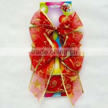 Wholesale Organza Ribbon Bow with Tails, Smart Plant Printed Ribbon Layers Ribbon Bows for Long Hair