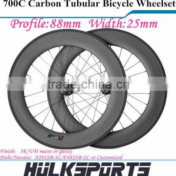 Road bicycle wheel 700c 88mm profile 25mm width carbon road bike tubular wheel carbon tubular wheel wheelset