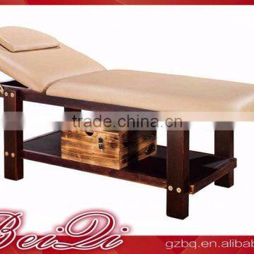 Beiqi 2016 Wholesale Supplies High-Grade Solid Wood Stationary Beauty Massage Bed with Cabinet