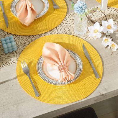 Yellow Color 4 Place Mats for Natural Woven Heat Resistant Place Mats 15 Inch Trivets for Hot Pots and Pans photo-5