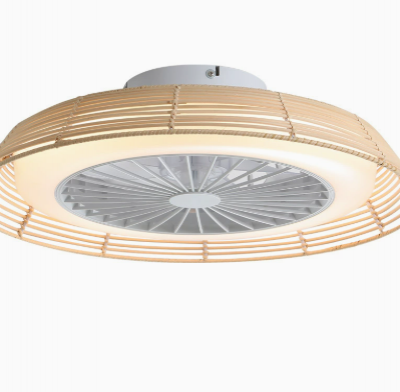 Fan - lumière de plafond en rotin tressé de 18 pouces / Fan - lumière de plafond silencieux pour chambre / Diminution de luminosité trichromatique (Wechat : 13510231336)