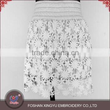 High Quality in stock cheap layered crochet ladies embroidery design sexy short mini skirt                        
                                                                                Supplier's Choice