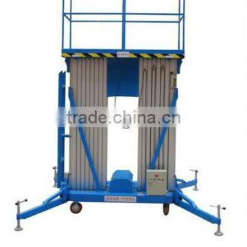 Movable double mast hydraulic aluminum telescopic elevated aerial lift work platforms