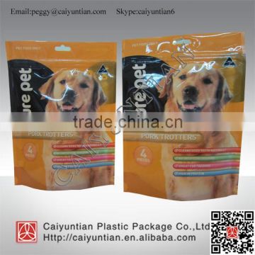 Custom printed dog treat bags with zipper, stand up resealable pet food bag