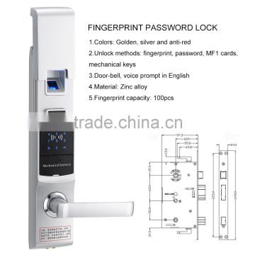 2015 New touch screen biometric hotel smart password security door lock