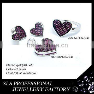 Heart-shape precious semi-precious gems gemstone jewelry fashion jewelry set 2014