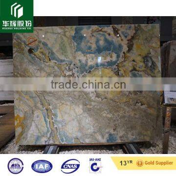 Blue cloud with golden river pattern marble stone good design