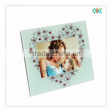 love shaped imprint glass photo frame for baby gifts