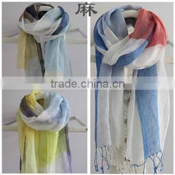 Winter Autumn Fashion Checked Plaid Striped Woven Cotton Linen Woman Scarf With Tassel