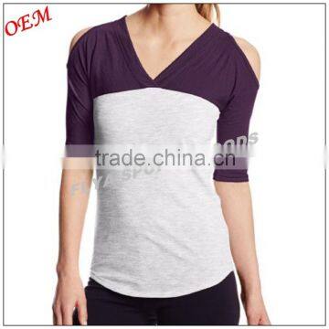 1/2 raglan tee women v neck t shirts wholesale women baseball t shirt fitness sportwear