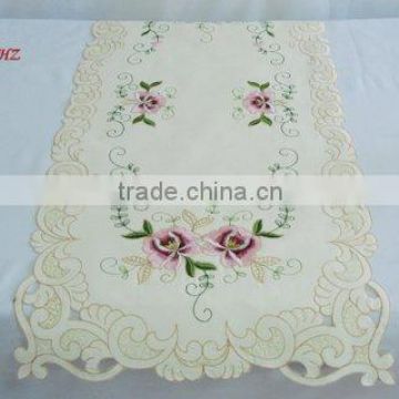 100% polyester table runner with burgandy embroidery houseware household textile