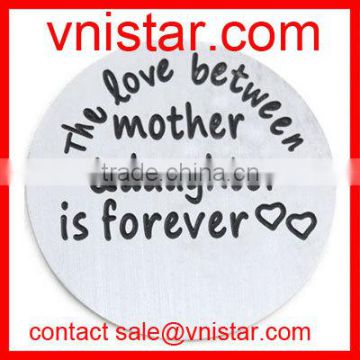 Vnistar 22mm the love between a mother and daughter is forever plate floating charm fit 30mm living memory locket AC505