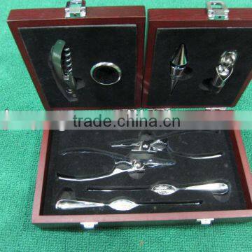 2014 hot selling wooden box wine opener set for bar