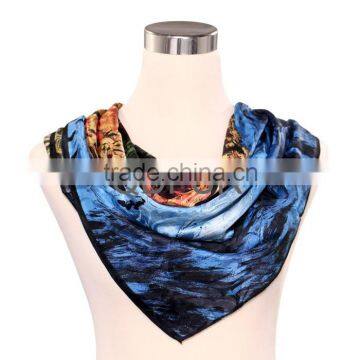 QD80487 Lady 100% Chiffon Silk Technology Stain Square Scarves