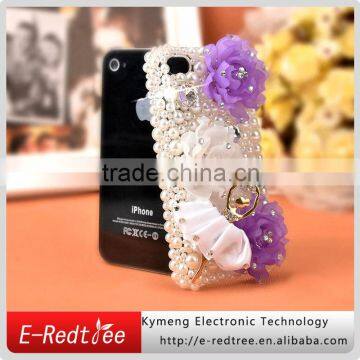 Prestigio pearl bling rhinestone hard cell phone cases for iphone 4s/6