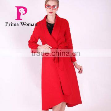 2016 New Design Spring Women Length Slim Fit Wool Coat With Belt photo-4